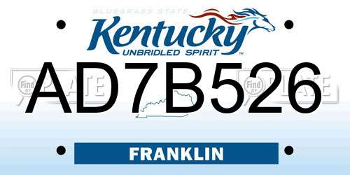AD7B526 Kentucky License Plate