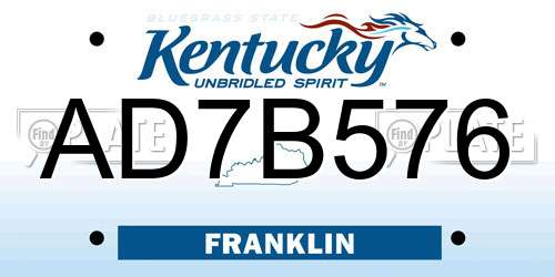 AD7B576 Kentucky License Plate