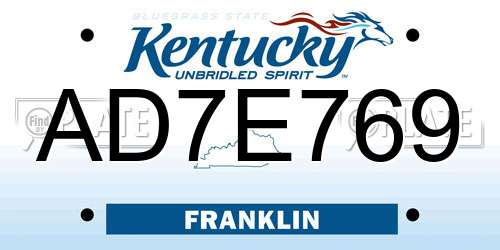 AD7E769 Kentucky License Plate