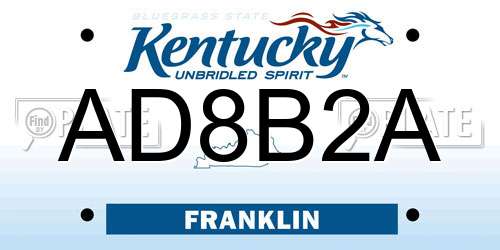 AD8B2A Kentucky License Plate