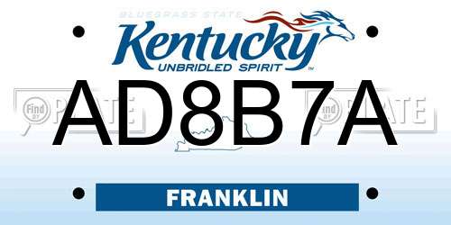 AD8B7A Kentucky License Plate