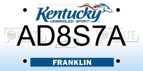 AD8S7A Kentucky License Plate