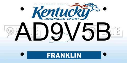 AD9V5B Kentucky License Plate