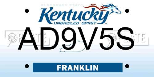 AD9V5S Kentucky License Plate