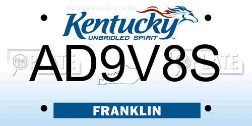 AD9V8S Kentucky License Plate