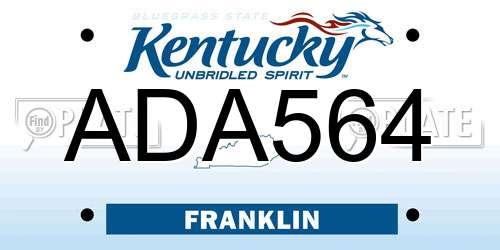 ADA564 Kentucky License Plate