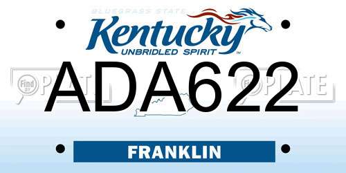 ADA622 Kentucky License Plate