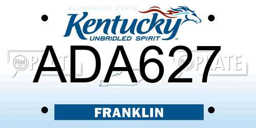 ADA627 Kentucky License Plate