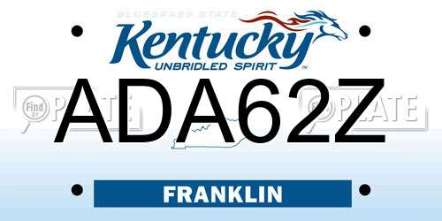 ADA62Z Kentucky License Plate