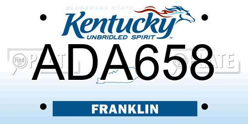 ADA658 Kentucky License Plate