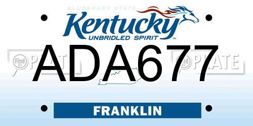 ADA677 Kentucky License Plate
