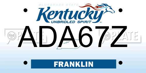 ADA67Z Kentucky License Plate