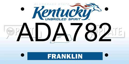 ADA782 Kentucky License Plate