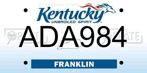 ADA984 Kentucky License Plate