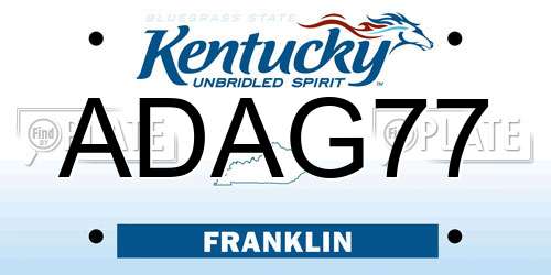 ADAG77 Kentucky License Plate