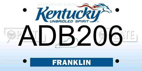 ADB206 Kentucky License Plate