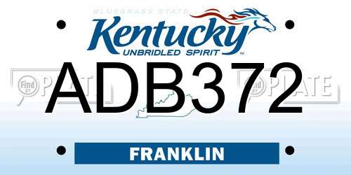 ADB372 Kentucky License Plate