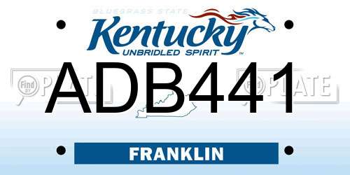 ADB441 Kentucky License Plate