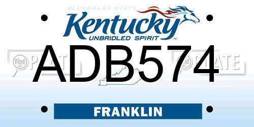 ADB574 Kentucky License Plate