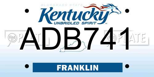 ADB741 Kentucky License Plate