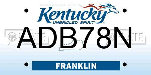 ADB78N Kentucky License Plate