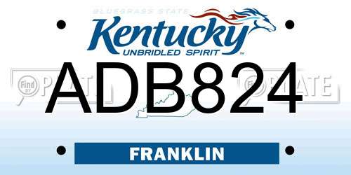 ADB824 Kentucky License Plate