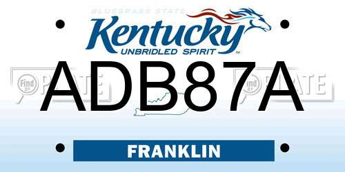 ADB87A Kentucky License Plate