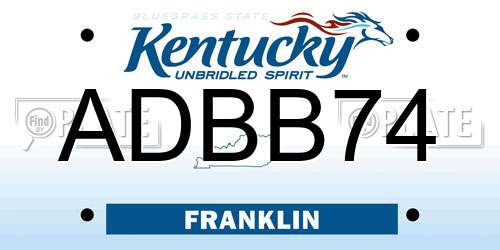 ADBB74 Kentucky License Plate