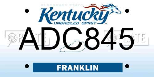 ADC845 Kentucky License Plate
