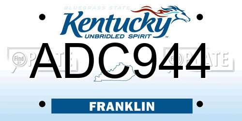 ADC944 Kentucky License Plate