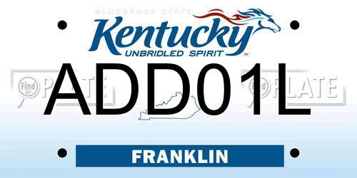ADD01L Kentucky License Plate