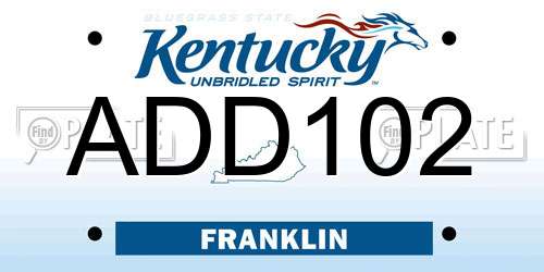 ADD102 Kentucky License Plate