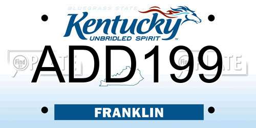 ADD199 Kentucky License Plate