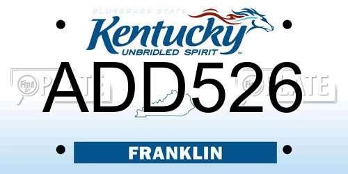 ADD526 Kentucky License Plate