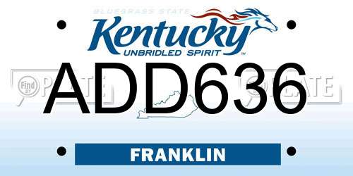 ADD636 Kentucky License Plate