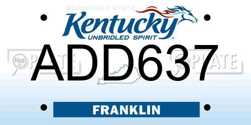 ADD637 Kentucky License Plate