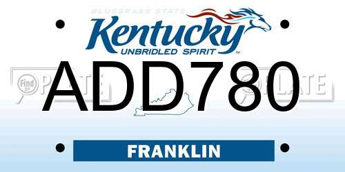 ADD780 Kentucky License Plate