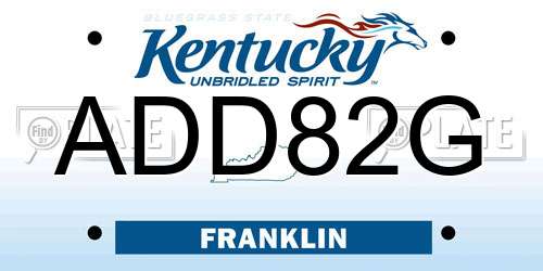 ADD82G Kentucky License Plate