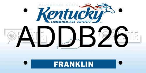 ADDB26 Kentucky License Plate