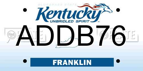 ADDB76 Kentucky License Plate