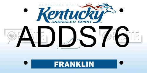 ADDS76 Kentucky License Plate