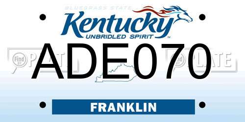 ADE070 Kentucky License Plate