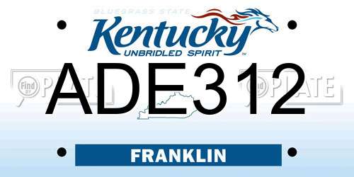 ADE312 Kentucky License Plate