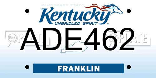 ADE462 Kentucky License Plate