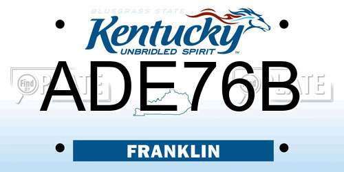 ADE76B Kentucky License Plate