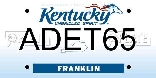 ADET65 Kentucky License Plate