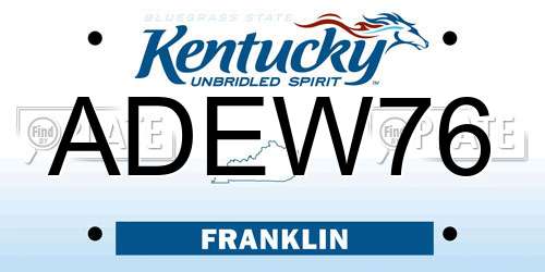 ADEW76 Kentucky License Plate