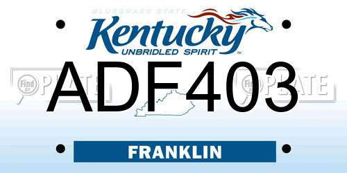 ADF403 Kentucky License Plate