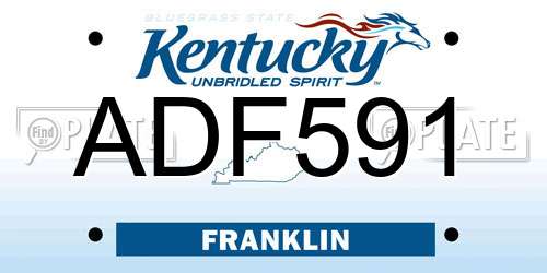 ADF591 Kentucky License Plate
