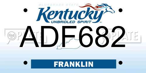 ADF682 Kentucky License Plate